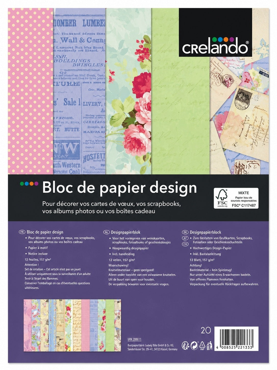 Creative Decorative Block 12 Sheets Set of Colored Papers