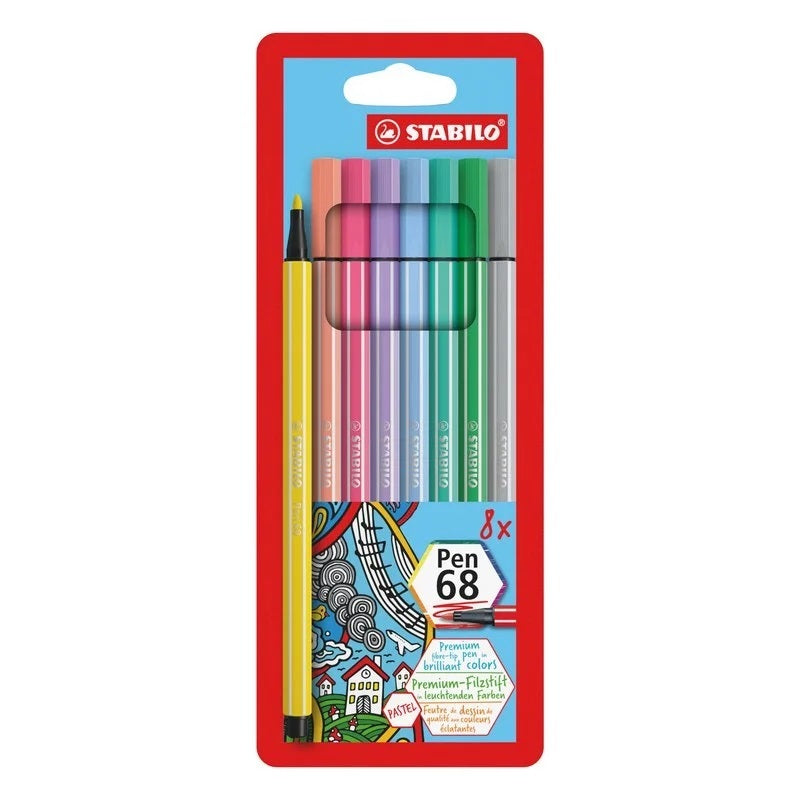 Stabilo Pen Felt Tip 68- 8 Pack