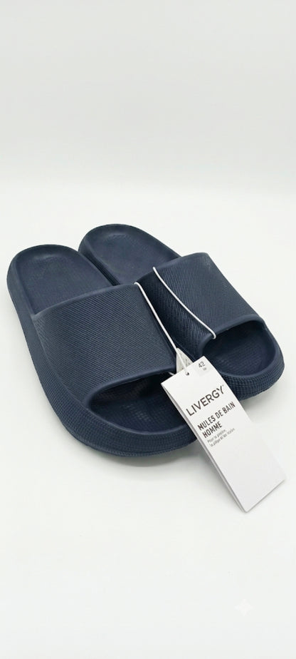 LIVERGY | Men's plain Slippers, Navy