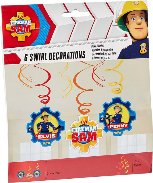Set of 6 Fireman Sam Hanging Decorations