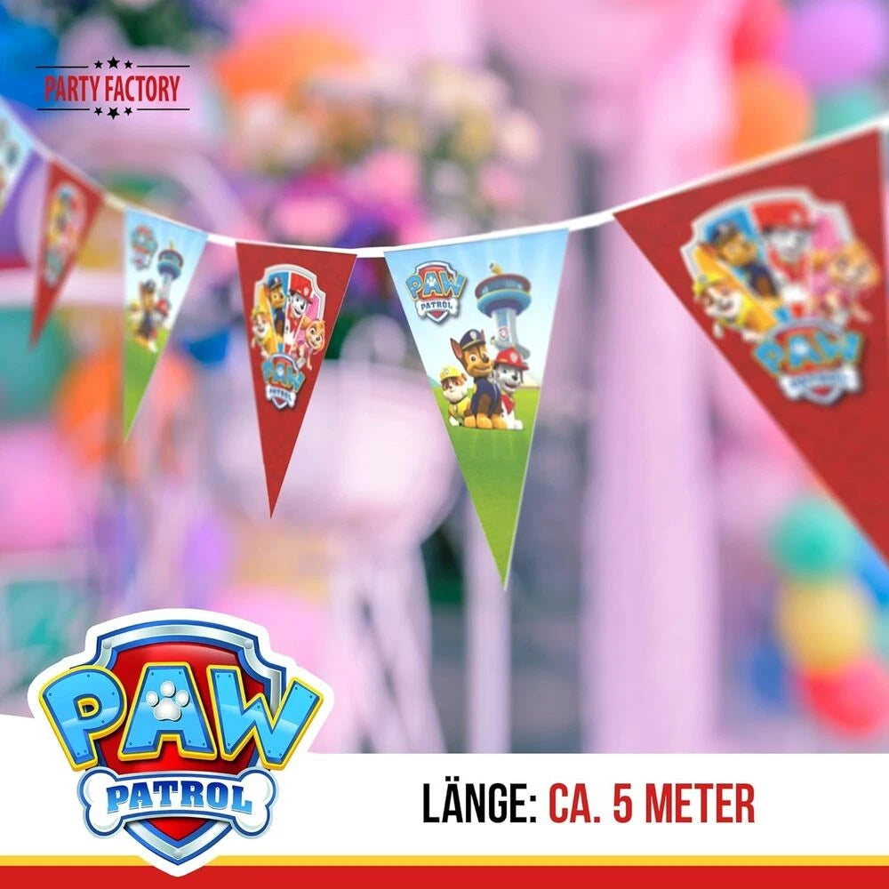 لافتة جارلاند باو باترول من Nickelodeon®، مقاس 19 × 28 سم، بطول 4-5 متر، و10 رايات مزدوجة الوجه