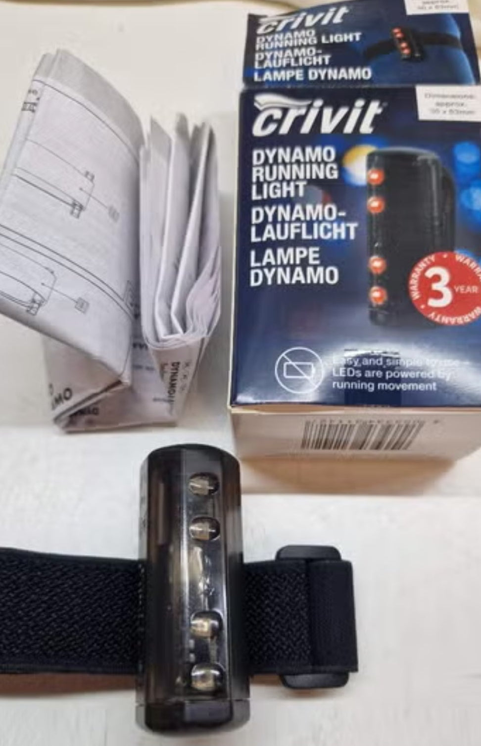 Crivit Kinetic Dynamo Running Light – Battery-Free Safety Light for Runners