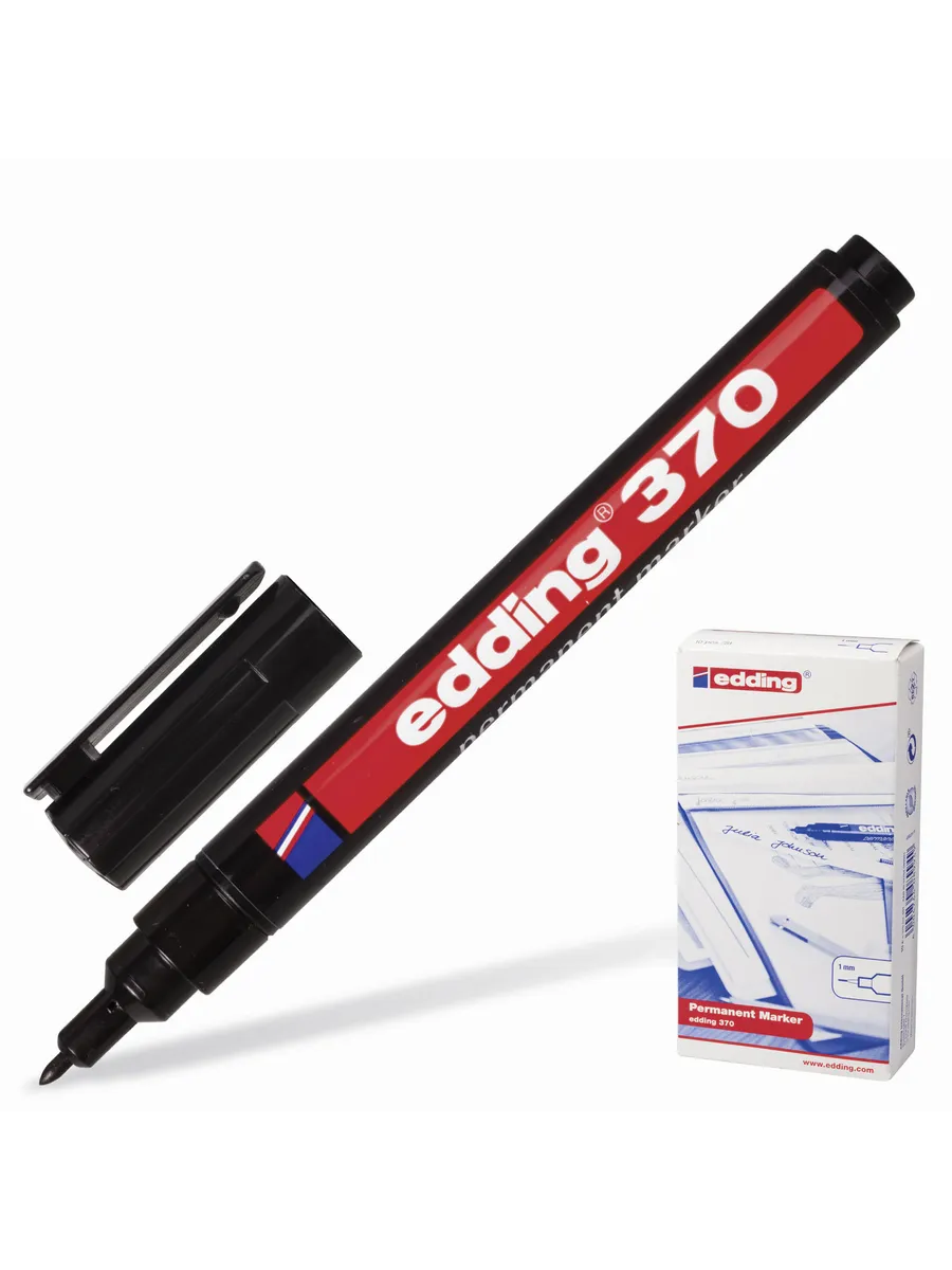 Edding 370 Permanent Marker Fine Point (2-Pack) - Precision Black Ink