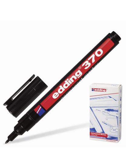 Edding 370 Permanent Marker Fine Point (2-Pack) - Precision Black Ink