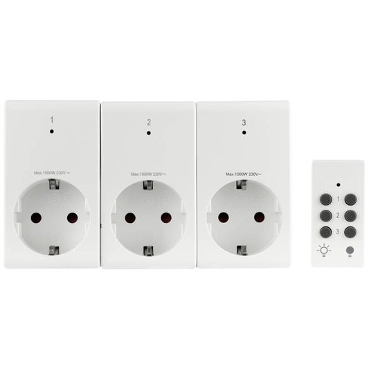 REV® Wireless 3 socket set, 4-piece Indoors 1000 W