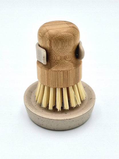 LIVARNO Home Eco-Friendly Bamboo Pot Brush with Storage Holder