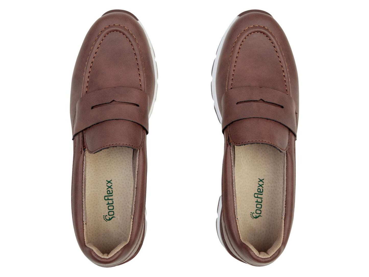 Women's Slip-ons, G-width, made of leather (Brown)