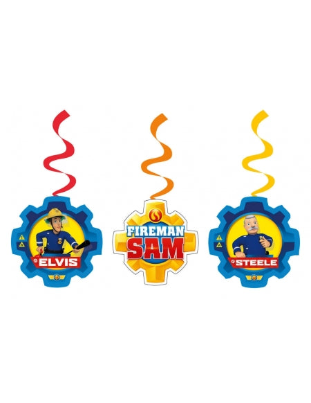 Set of 6 Fireman Sam Hanging Decorations