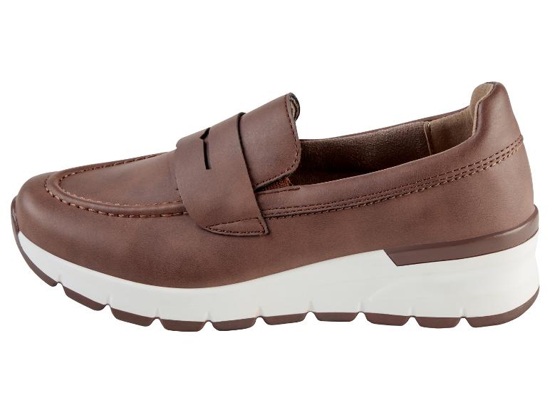 Women's Slip-ons, G-width, made of leather (Brown)