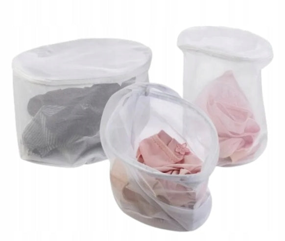 W5 | Mesh laundry basket bags, 3 pcs, white