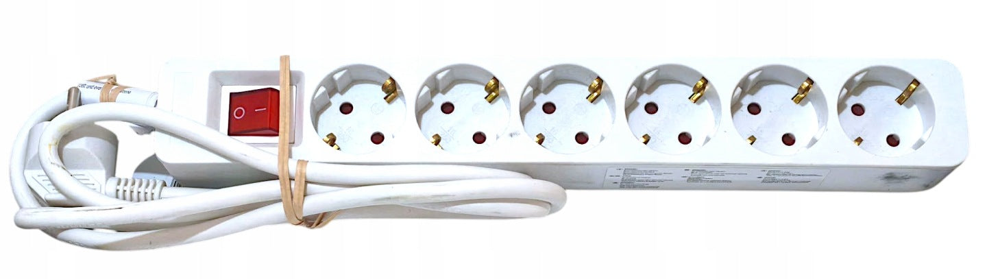 Power strip extension cord with 6 sockets and a switch
