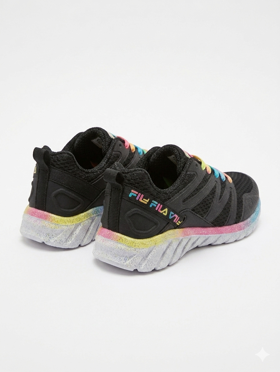 Fila Girl's Black Mesh Athletic Sneakers