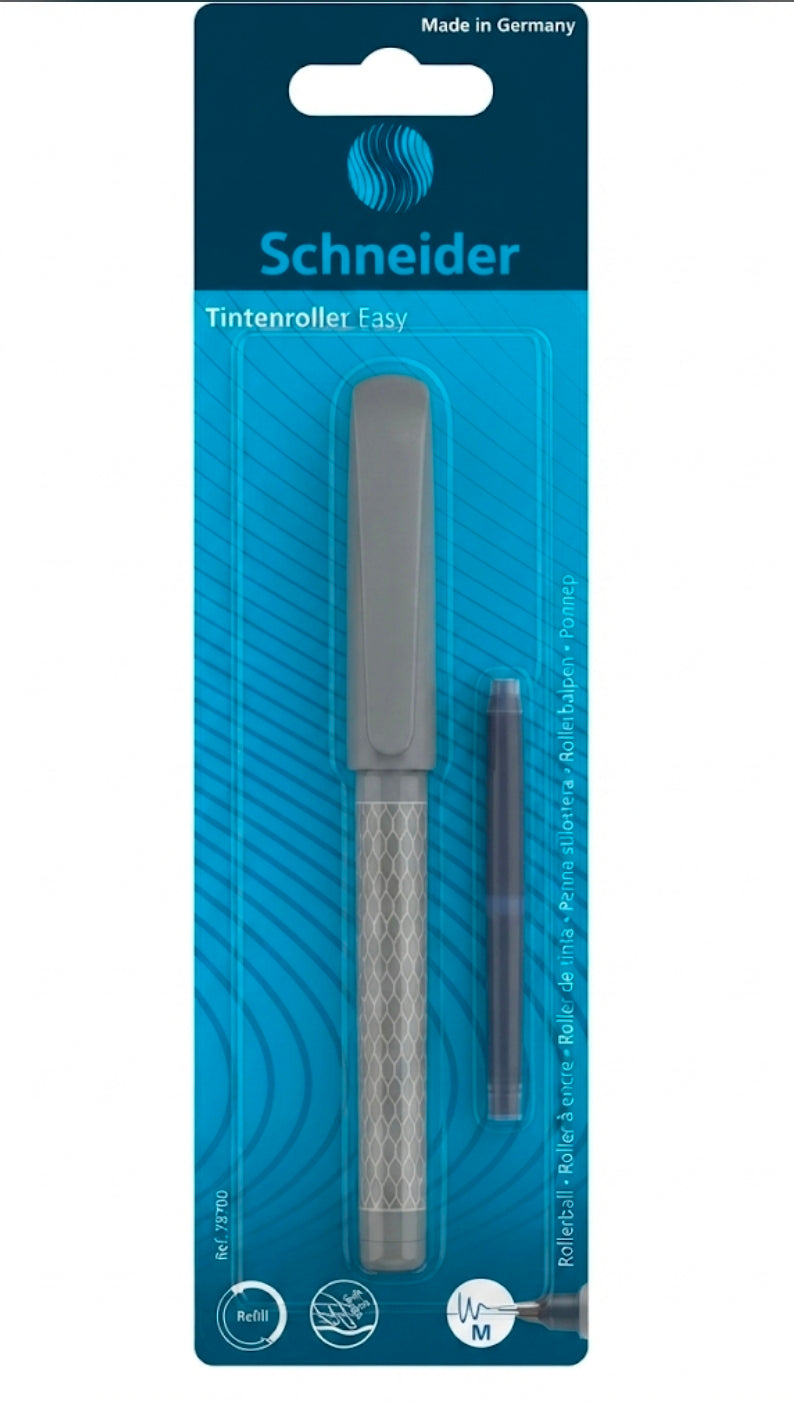 Schneider Tintenroller Easy Rollerball Pen - Medium Nib, Grey with Refill