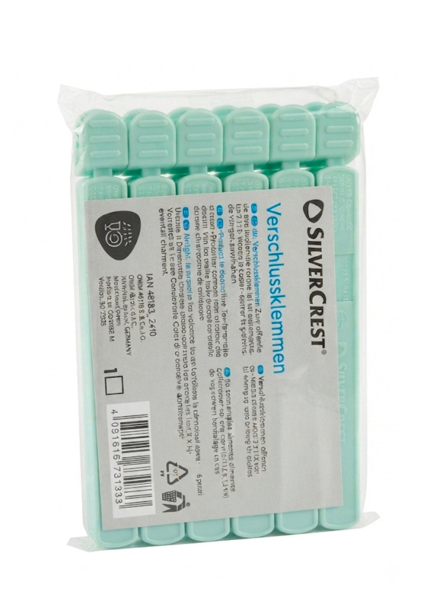 Silvercrest® Reusable Kitchen Food Bag Sealing Clips - 6 Piece Set