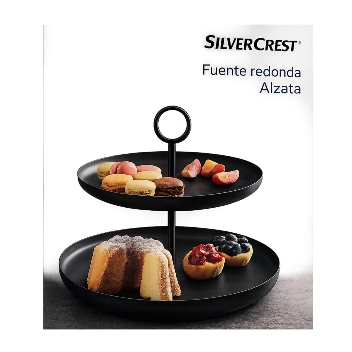 Silvercrest® Black 2-Tier Round Decorative Table Stand Modern Design