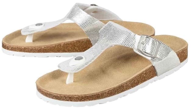 Esmara® Women's Leather Slippers (Silver/White)