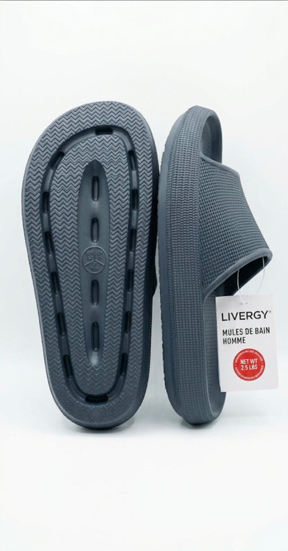 LIVERGY | Men's plain Slippers, Navy