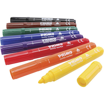PRIMO Textile Markers, assorted colours, 8pcs