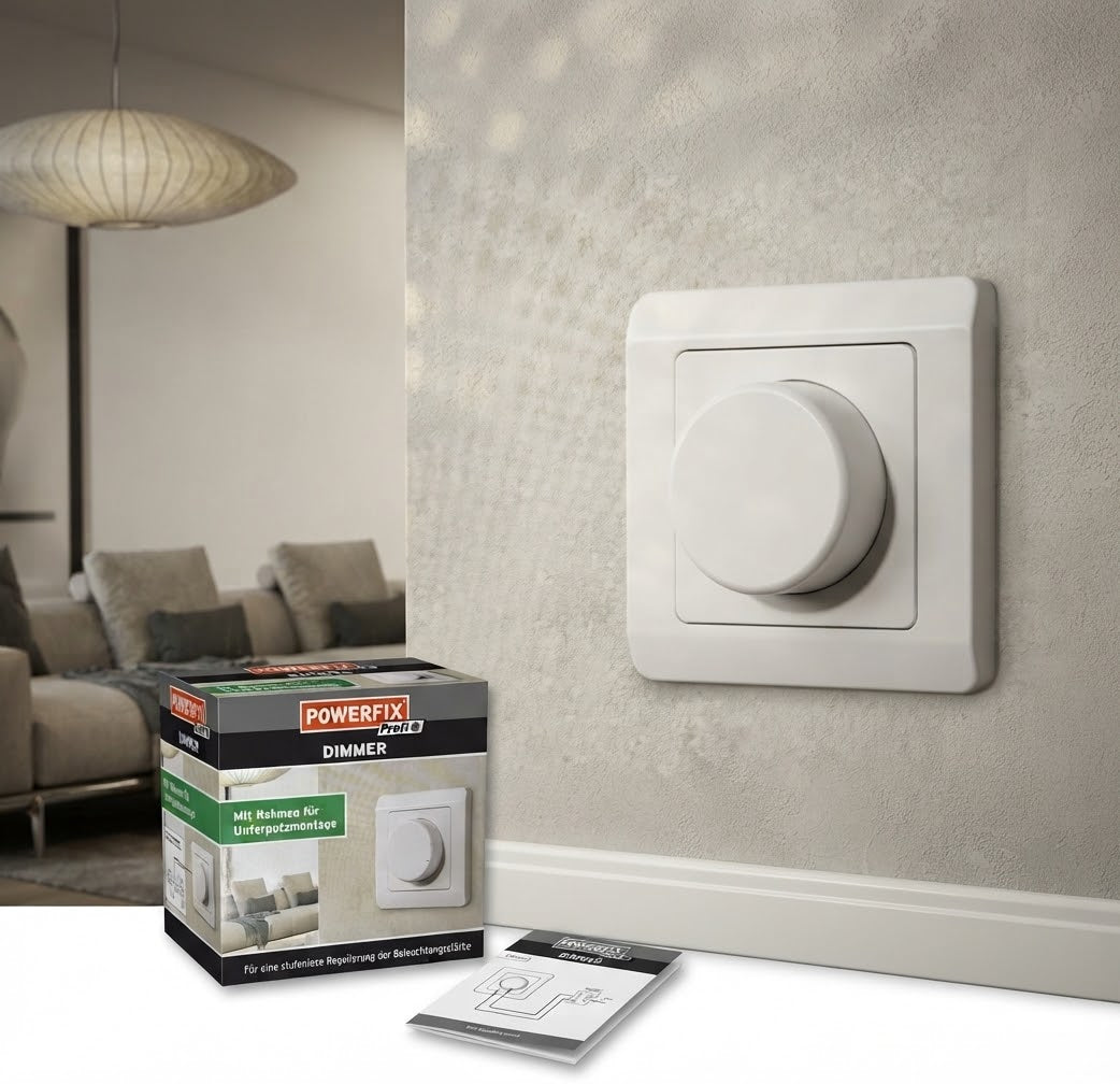 Powerfix White Light Switch/Dimmer with Frame