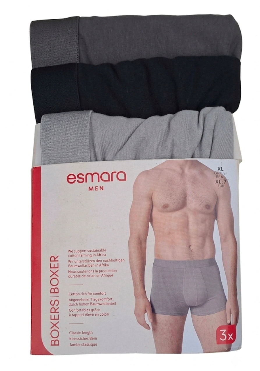 Esmara men's boxers set of 3 (black/grey)