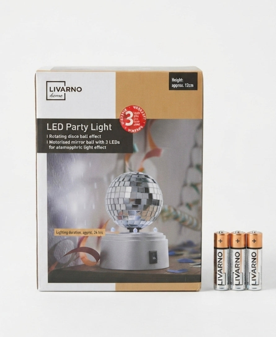 LIVARNO home Rotating Mini Mirror Disco Ball Party Light - 3 LEDs
