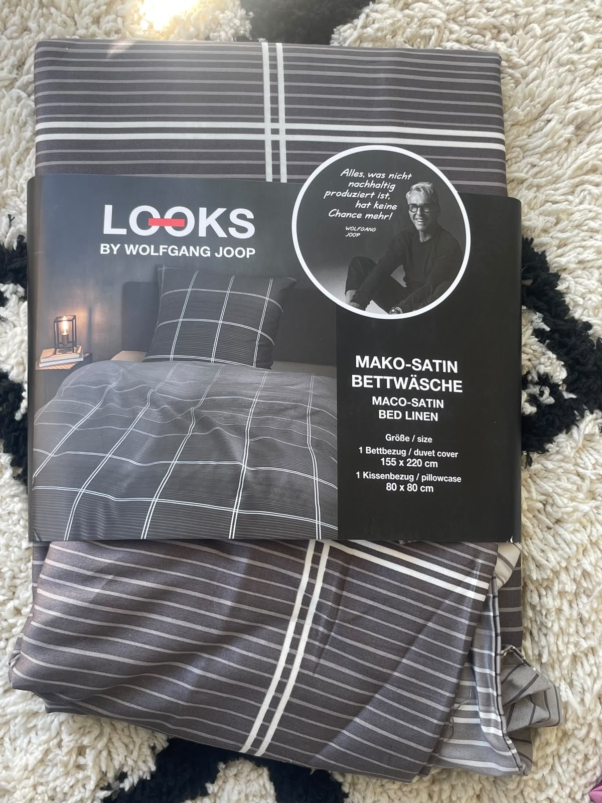 LOOKS by Wolfgang Joop Mako-Satin Bed Linen Set - Grey (Single Large)