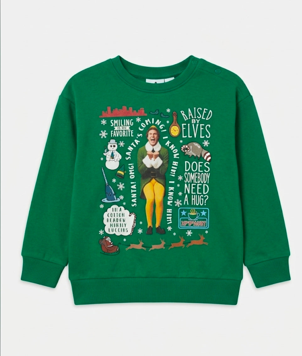 Kids christmas elf sweat shirt (raised by elves)