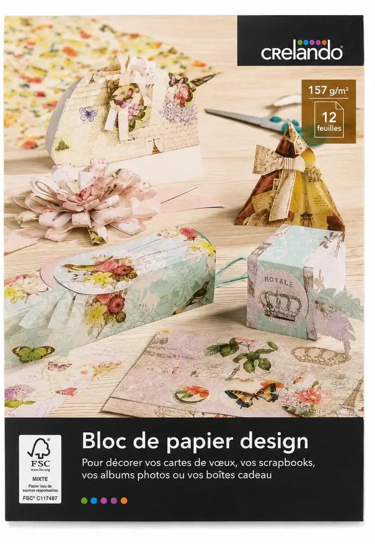 Crelando A4 colored paper 12 sheets 157 g/m² decoupage