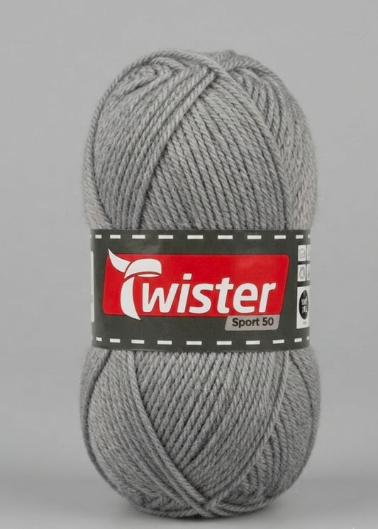 Twister Sport 50 Grey Yarn – High-Quality Crafting Wool
