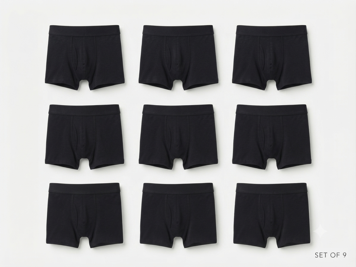 LIVERGY Men’s Boxers set, 9 pcs (Black)