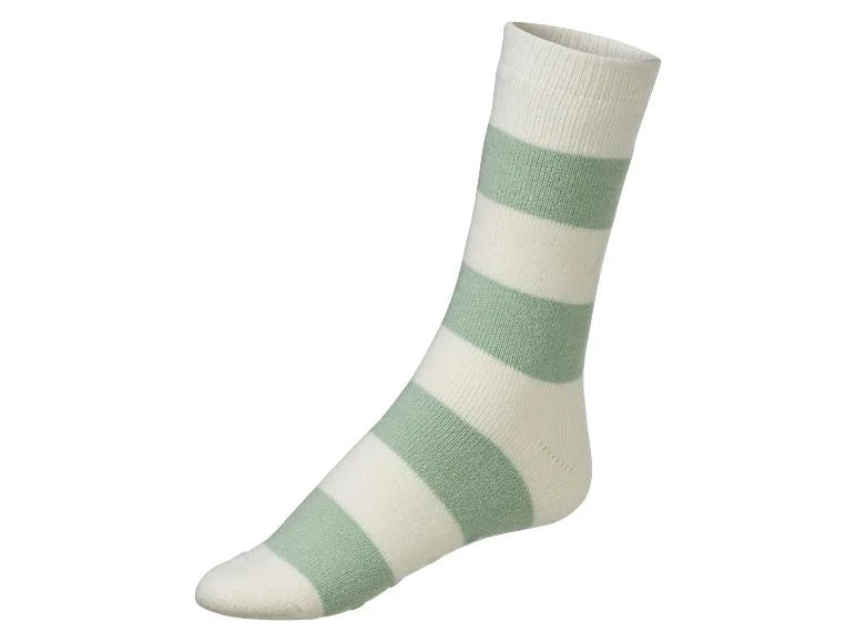 ESMARA Women’s Thermal Socks , 2 pcs (white/ green )