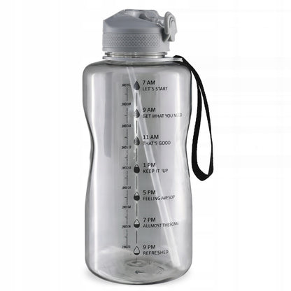 CRIVIT® 2L Gray Water Bottle with Straw, Mouthpiece, BPA FREE, and Measuring Cup