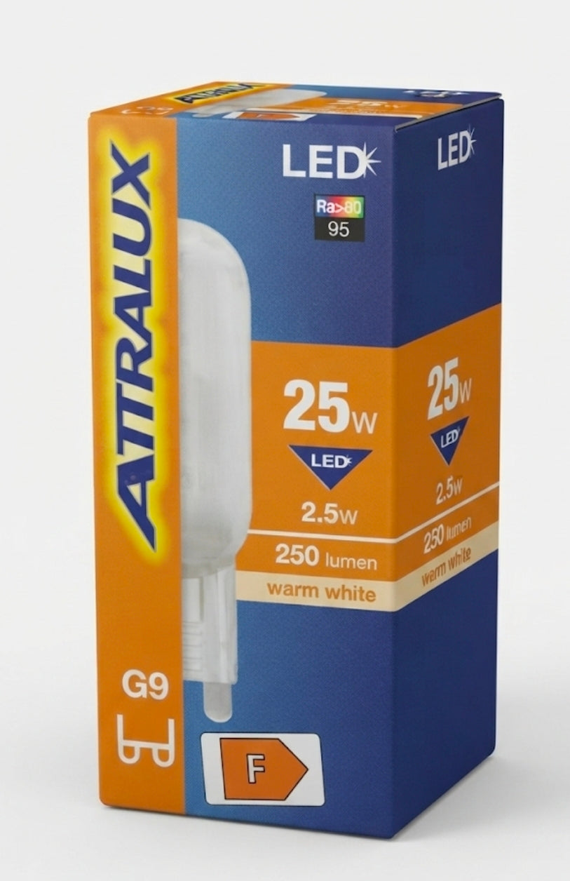 Attralux G9 LED Capsule Bulb - 2.5W (25W Eqv.), 250 Lumens, Warm White