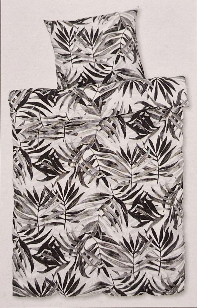 Livarno Home Black & White Tropical Palm Leaf Renforcé Bedding Set