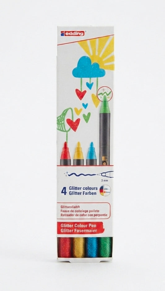 edding® 1200 Glitter Colour Pen Set - 4-Pack Assorted Sparkle Shades with 3 mm Tip