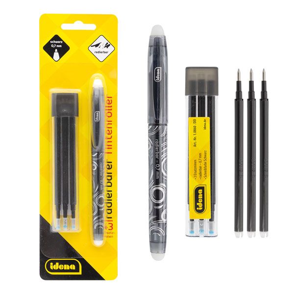 Idena black erasable roller pen