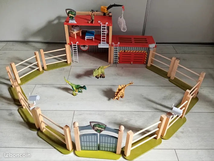 Dinoland 26-piece dinosaur enclosure wooden toy creative play