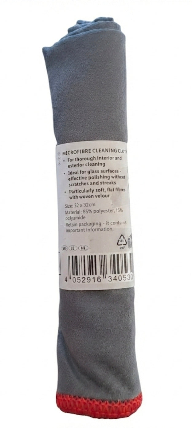 Microfibre Cleaning Cloth with Woven Velour – Grey (32 x 32 cm)