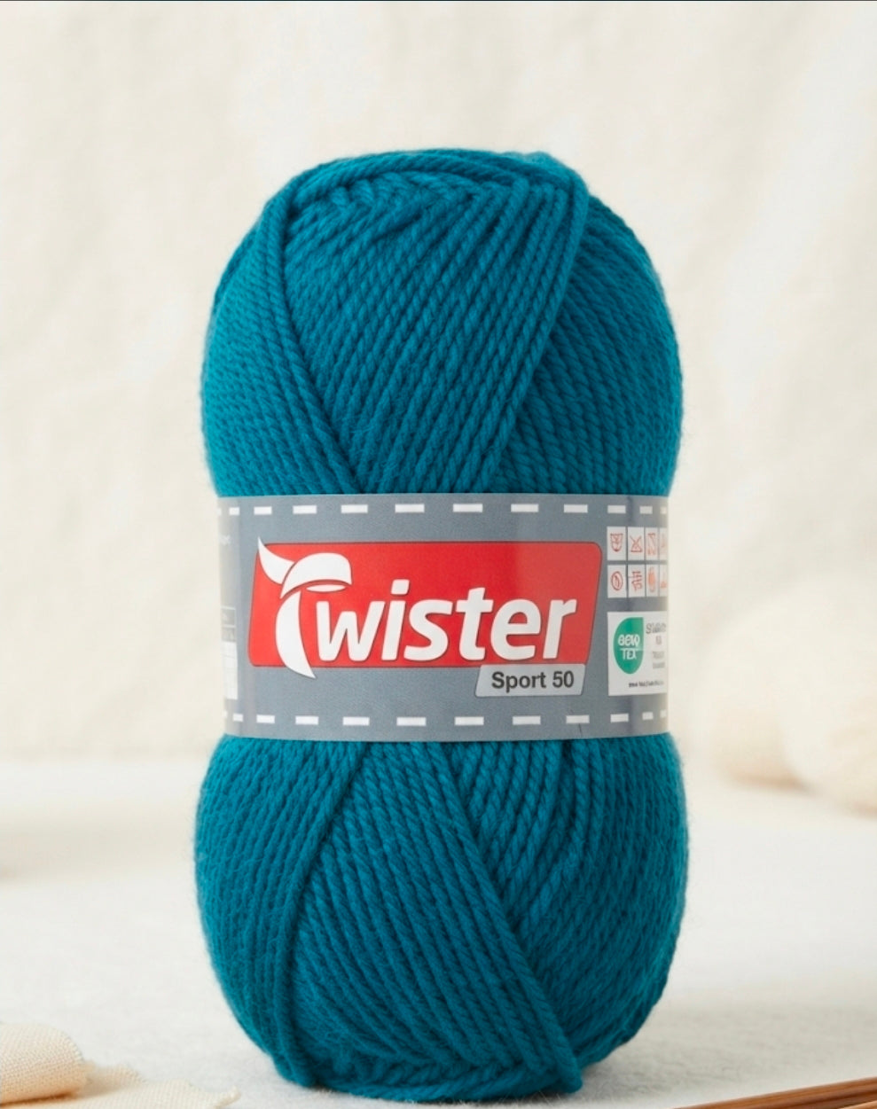 Twister Sport 50 Premium Acrylic Yarn – Vibrant Teal, 50g / 150m