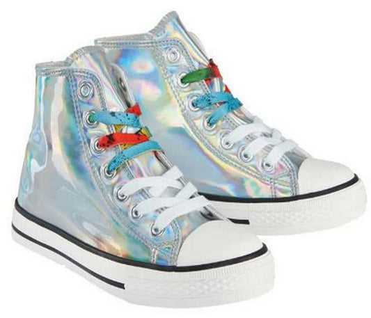 Esmara | Holographic High-Top Sneakers – Metallic Silver