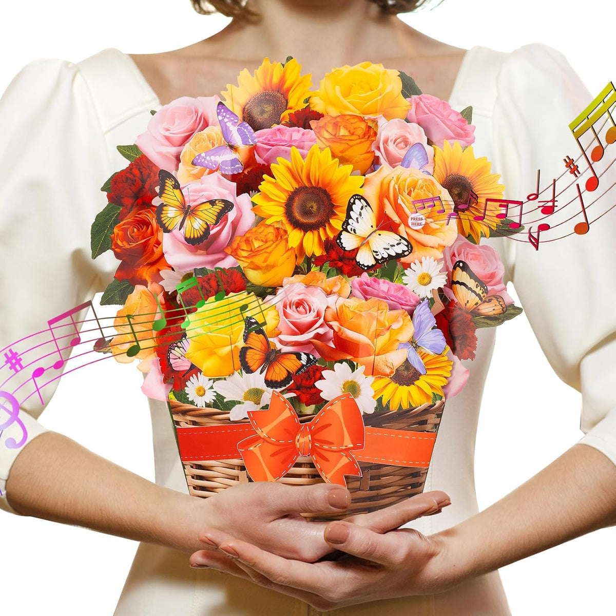 3D Paper Sunflower Bouquet Cards with Lights and Music for Birthdays, Anniversaries, Mother's Day - An Eco-Friendly Gift for Her