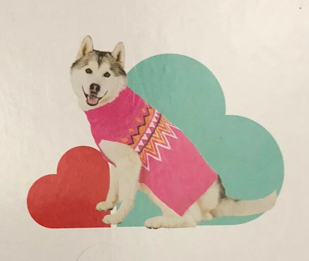 Boots & Barkley Dog Sweater Hot Pink w/Design (Small)