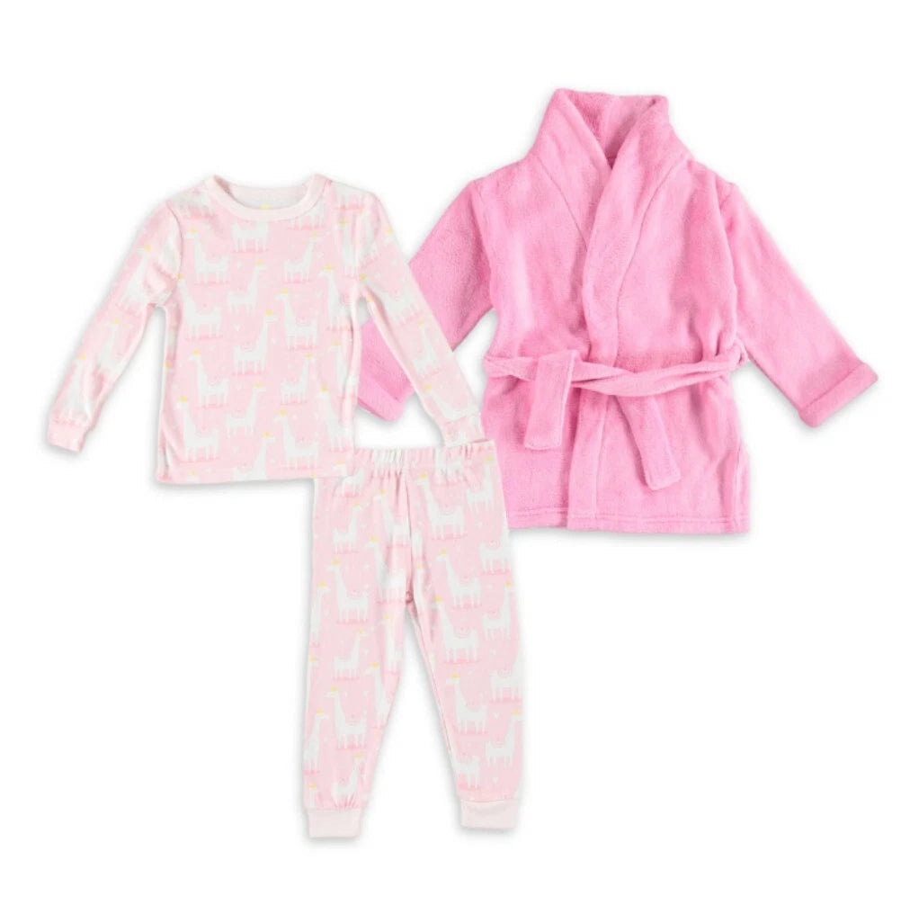 SOL Sleep Girls Pajama With Robe Set, Llama Theme