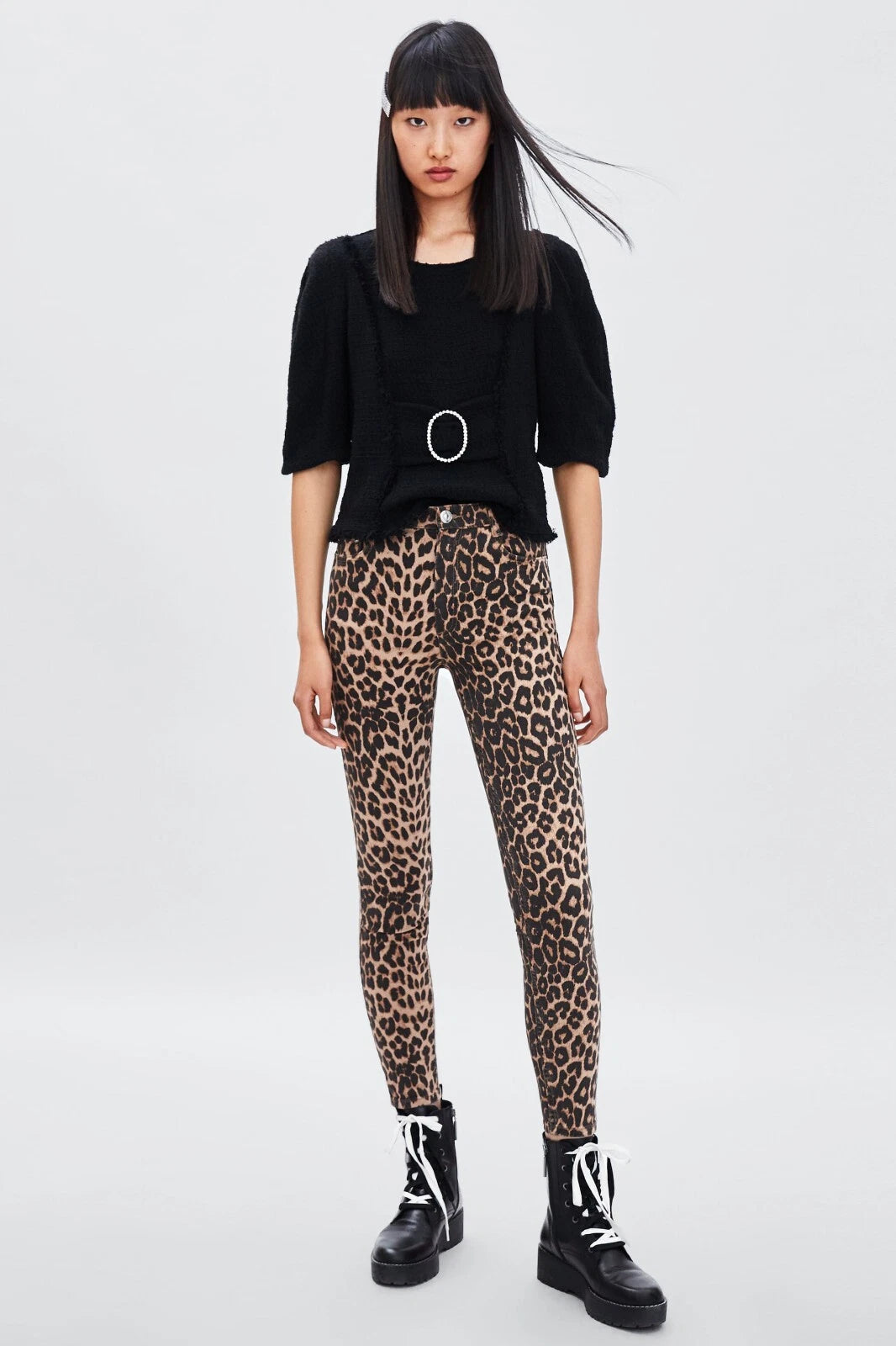 ZARA Leopard Print Hi-Rise Skinny Jeans