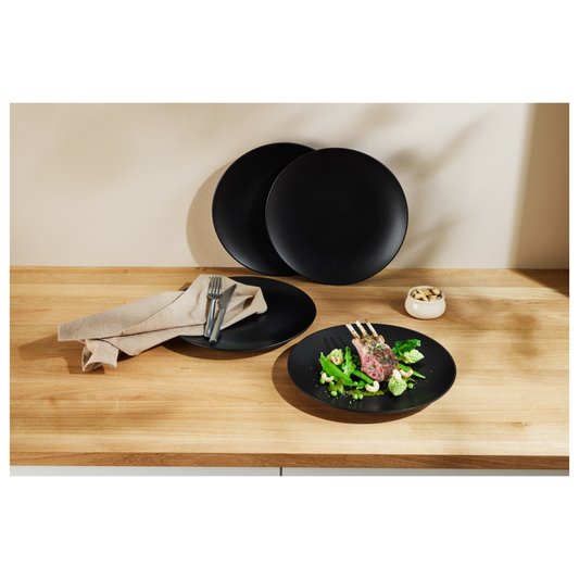 SilverCrest Dinner Plate Set, 4 Pieces (Black)