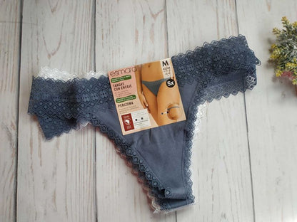 Esmara® Women's Thong with Lace, 5 Pieces (Blue/White)