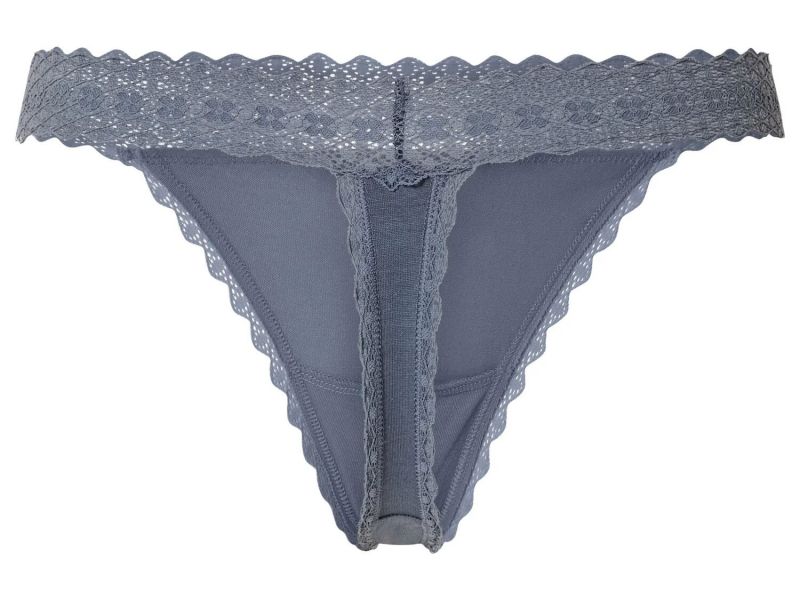 Esmara® Women's Thong with Lace, 5 Pieces (Blue/White)